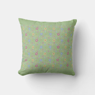 Floral, Checks and Polkadots Throw Pillow