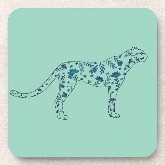 Floral cheetah coaster (Front)