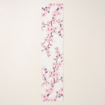 Floral Cherry Blossom Pink White Scarf<br><div class="desc">Pretty pink cherry blossom branches on a white background. A cute pink floral design for her.</div>
