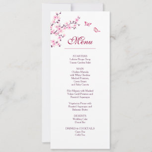 Floral Cherry Blossom Pink White Wedding Invitation