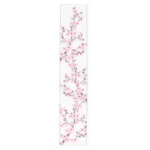 Floral Cherry Blossom Pink White Wedding Medium Table Runner