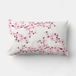 Floral Cherry Blossom (Sakura) Pink Lumbar Pillow