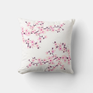 Floral Cherry Blossom (Sakura) Throw Pillow