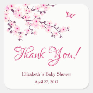 Floral Cherry Blossoms  Baby Shower Square Sticker