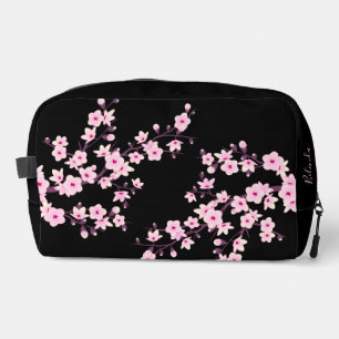 Floral Cherry Blossoms Black Pink   Your Name Dopp Kit