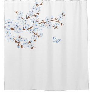 Floral Cherry Blossoms Blue White Classic