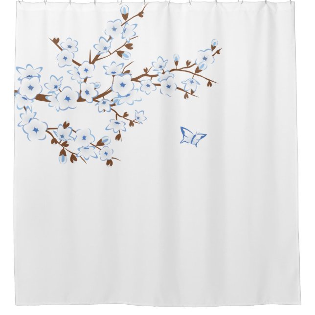 Floral Cherry Blossoms Blue White Classic (Front)