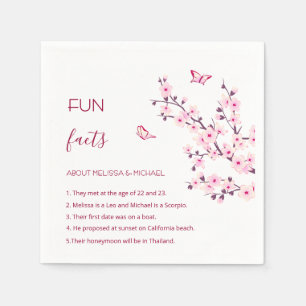 Floral Cherry Blossoms  Fun Facts Wedding Napkins