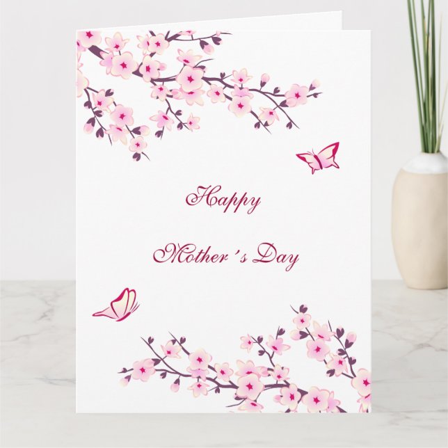 Floral Cherry Blossoms Happy Mother´s Day Card (Front)