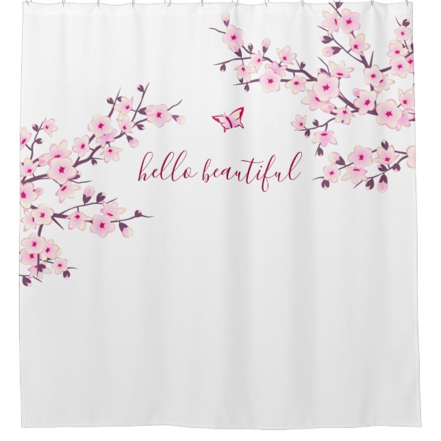 Floral Cherry Blossoms Hello Beautiful Text (Front)