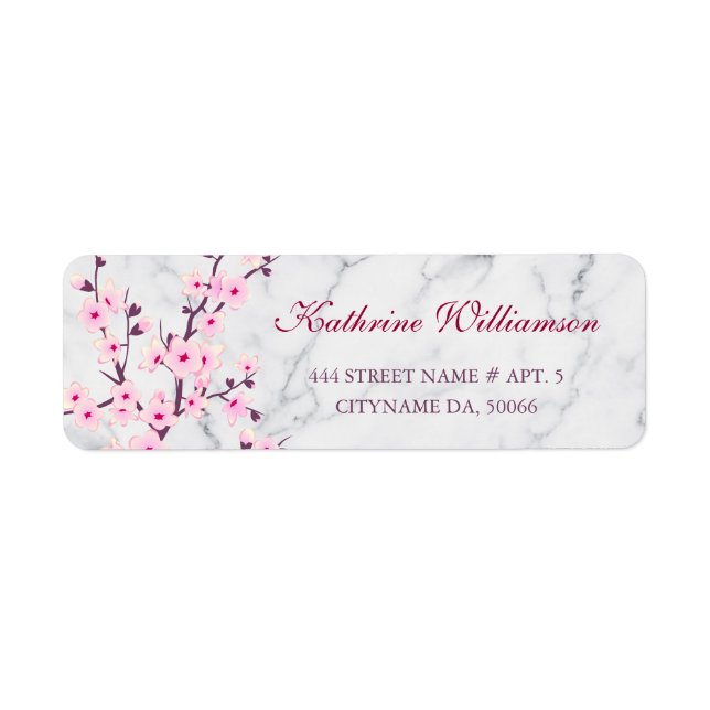 Floral Cherry Blossoms Light Grey Marble (Front)