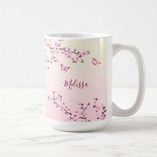 Floral Cherry Blossoms Monogram Coffee Mug