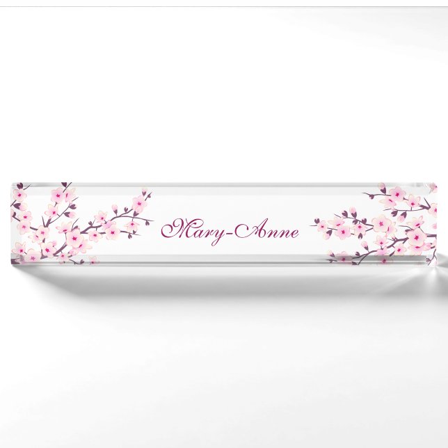 Floral Cherry Blossoms Nameplate (Front)