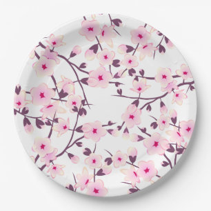 Floral Cherry Blossoms Paper Plate