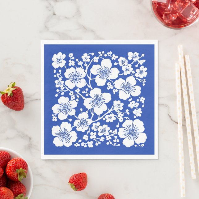 Floral Cherry Blossoms Pattern Napkin (Insitu)