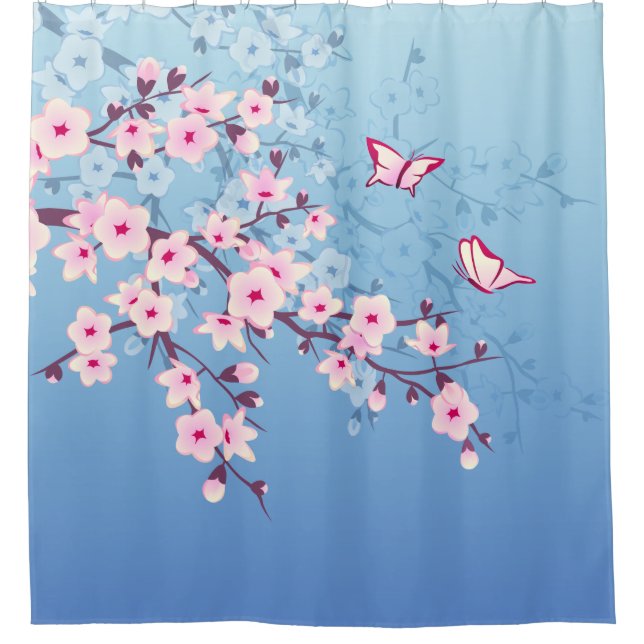 Floral Cherry Blossoms Pink Blue (Front)
