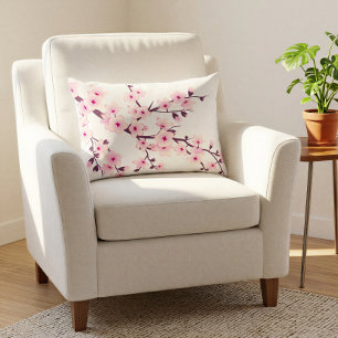 Floral Cherry Blossoms Pink Change Background Decorative Pillow