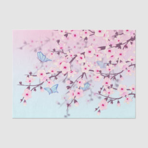 Floral Cherry Blossoms Pink Tissue Paper