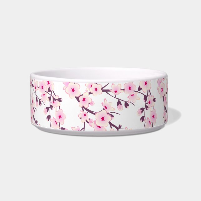 Floral Cherry Blossoms Pink White  Bowl (Front)
