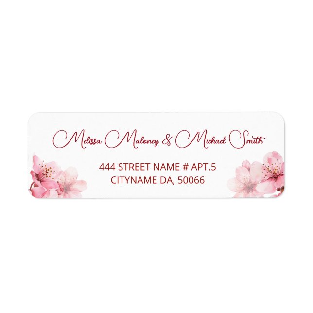 Floral Cherry Blossoms Pink White |  Wedding (Front)