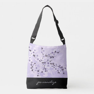 Floral Cherry Blossoms Purple Personalize Crossbody Bag