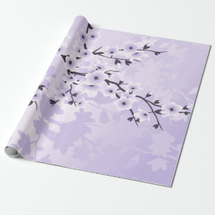 Floral Cherry Blossoms Purple Wrapping Paper