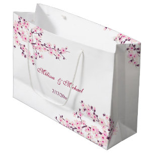 Floral Cherry Blossoms Wedding Large Gift Bag