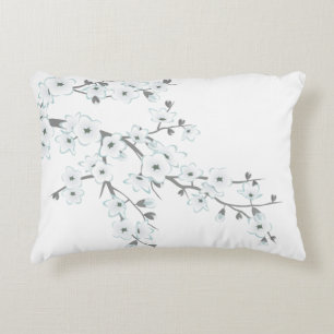 Floral Cherry Blossoms White Choose Background Accent Pillow