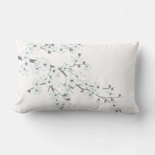 Floral Cherry Blossoms White Choose Background Lumbar Pillow (Front)