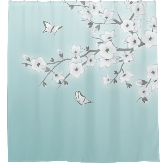 Floral Cherry Blossoms White Mint (Front)
