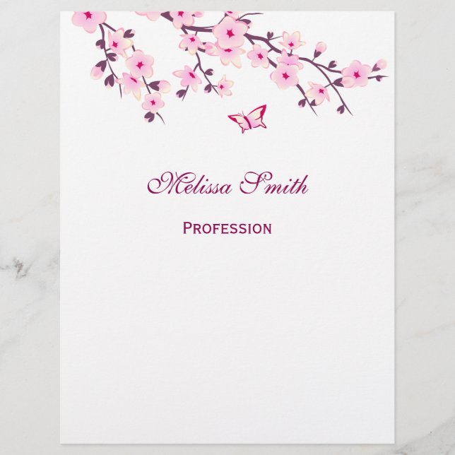 Floral Cherry Blossoms White Pink Flyer (Front)