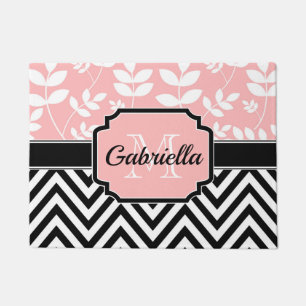 Floral & Chevron Pattern Doormat