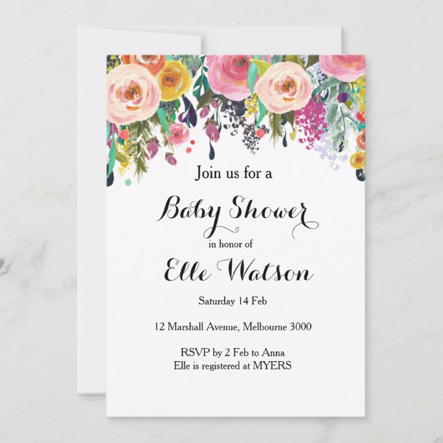 Floral Chic Baby  Shower Invitation (Front)