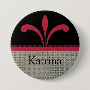 Floral Chic Button, Magenta 3 Inch Round Button