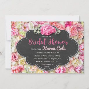 Floral Chic Chalkboard Bridal Shower Invitation