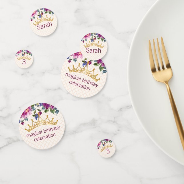 Floral Chic Crown Birthday design Confetti (Group)