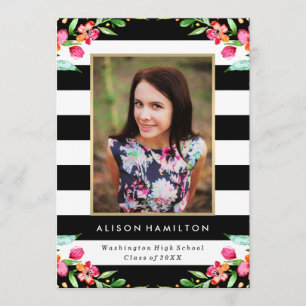 Floral Chic Graduation Invitation