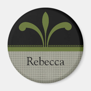 Floral Chic Magnet, Olive Green Magnet