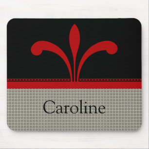 Floral Chic Mousepad, Dark Red Mouse Pad