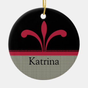 Floral Chic Ornament, Magenta Ceramic Ornament