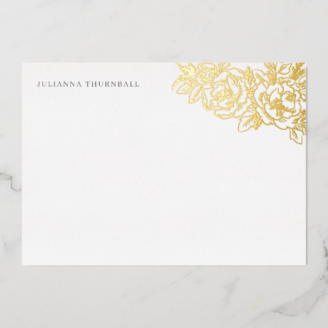 Floral Chic Peony Luxe Personal Stationery  (Front)