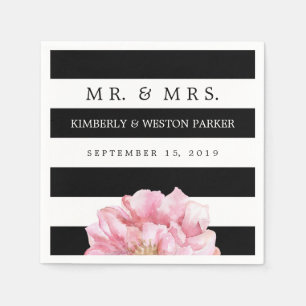 Floral Chic Personalized Wedding Napkins