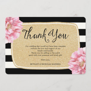 Floral Chic Photo Carte de remerciements / Champag
