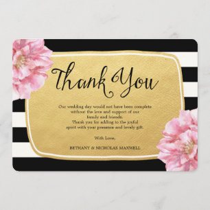 Floral Chic Photo Carte de remerciements / Or