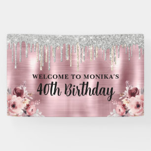 Floral Chic Rose Blush Pink dripping Banner