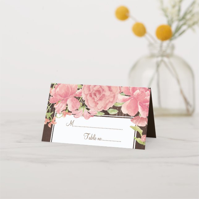 Floral chic rustic country wedding table place card (Front)