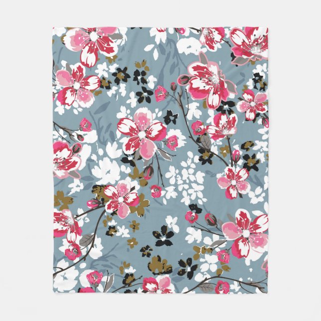 Floral Chic: Small Blossom Backgrounds Fleece Blanket (Front)