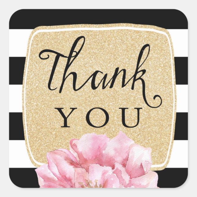 Floral Chic Thank You Stickers / Champagne (Front)