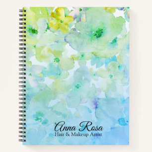 *~* Floral & Chic Turquoise Pastel Watercolor Notebook