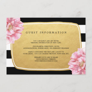 Floral Chic Wedding Insert Card / Gold